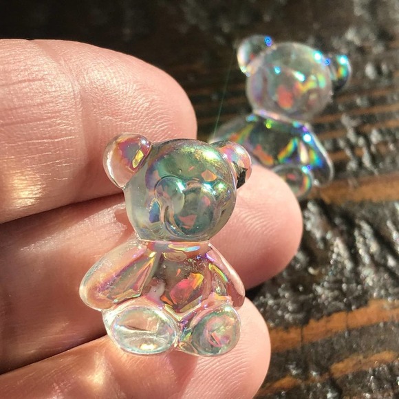 Iridescent Holographic GUMMY BEAR Stud Earrings - Picture 1 of 5